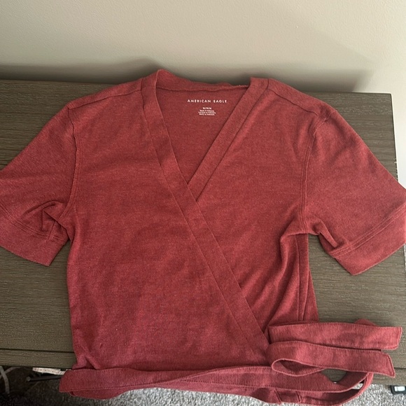 American Eagle Red Wrap Top - Picture 1 of 5